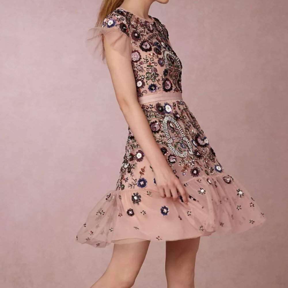 Needle & Thread Pink Embellished Mini Dress